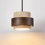Japandi Travertine & Walnut Pendant Light – view 8 | BROKLEN