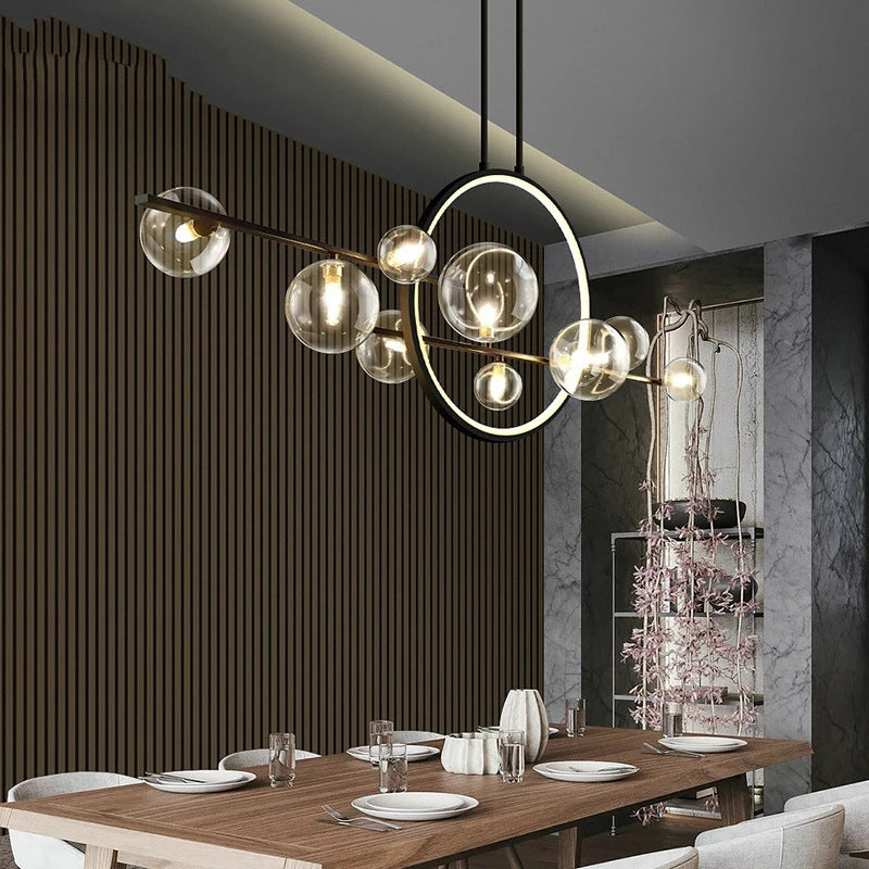 Clear Glass Kitchen Table Chandelier with Iron Frame – view 3 | BROKLEN