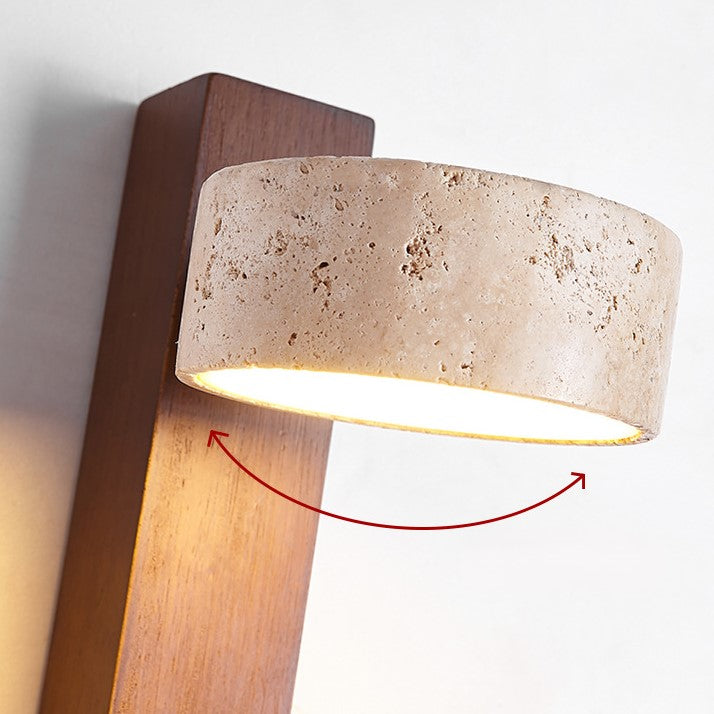 Adjustable Travertine & Wood Wall Light – view 7 | BROKLEN