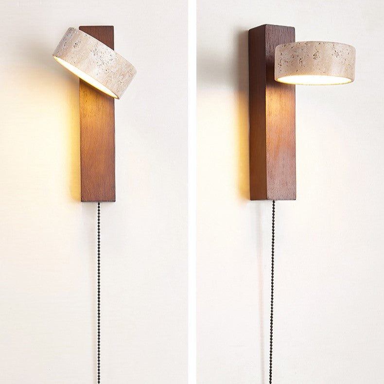 Adjustable Travertine & Wood Wall Light – view 4 | BROKLEN