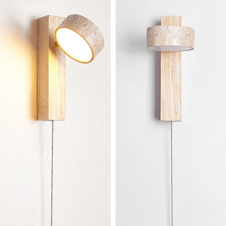Adjustable Travertine & Wood Wall Light – view 5 | BROKLEN