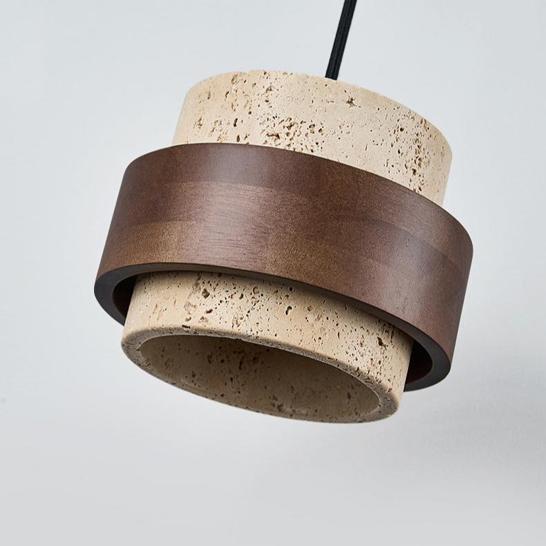 Japandi Travertine & Walnut Pendant Light – view 11 | BROKLEN