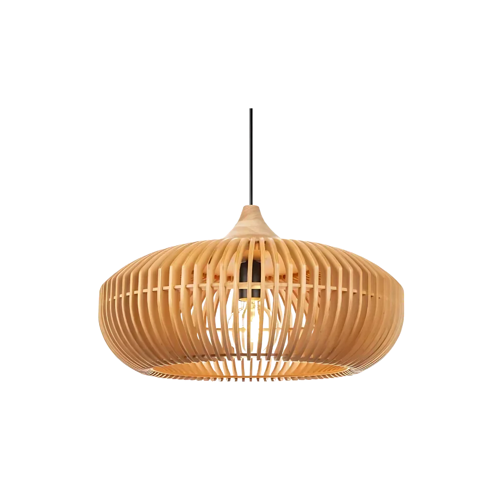 Japandi Wooden Slatted Pendant Light – view 2 | BROKLEN