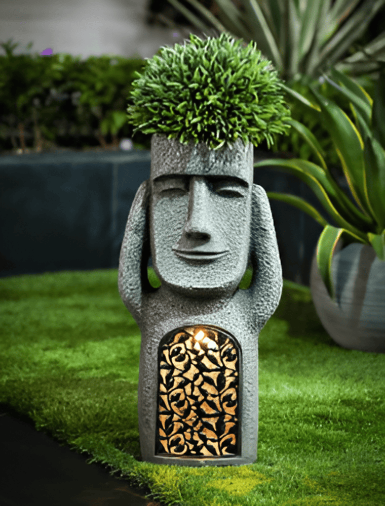 Solar Easter Island Head Garden Statues – view 5 | BROKLEN