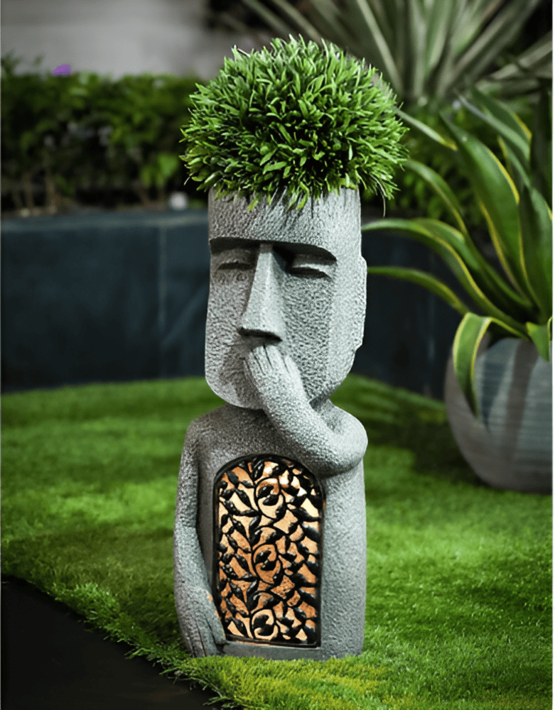 Solar Easter Island Head Garden Statues – view 7 | BROKLEN