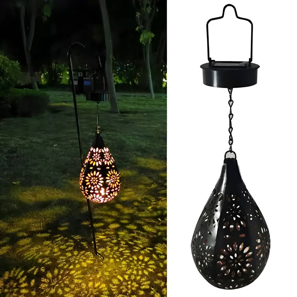 Solar Moroccan Metal Lantern with Cut-Out Pattern – view 5 | BROKLEN