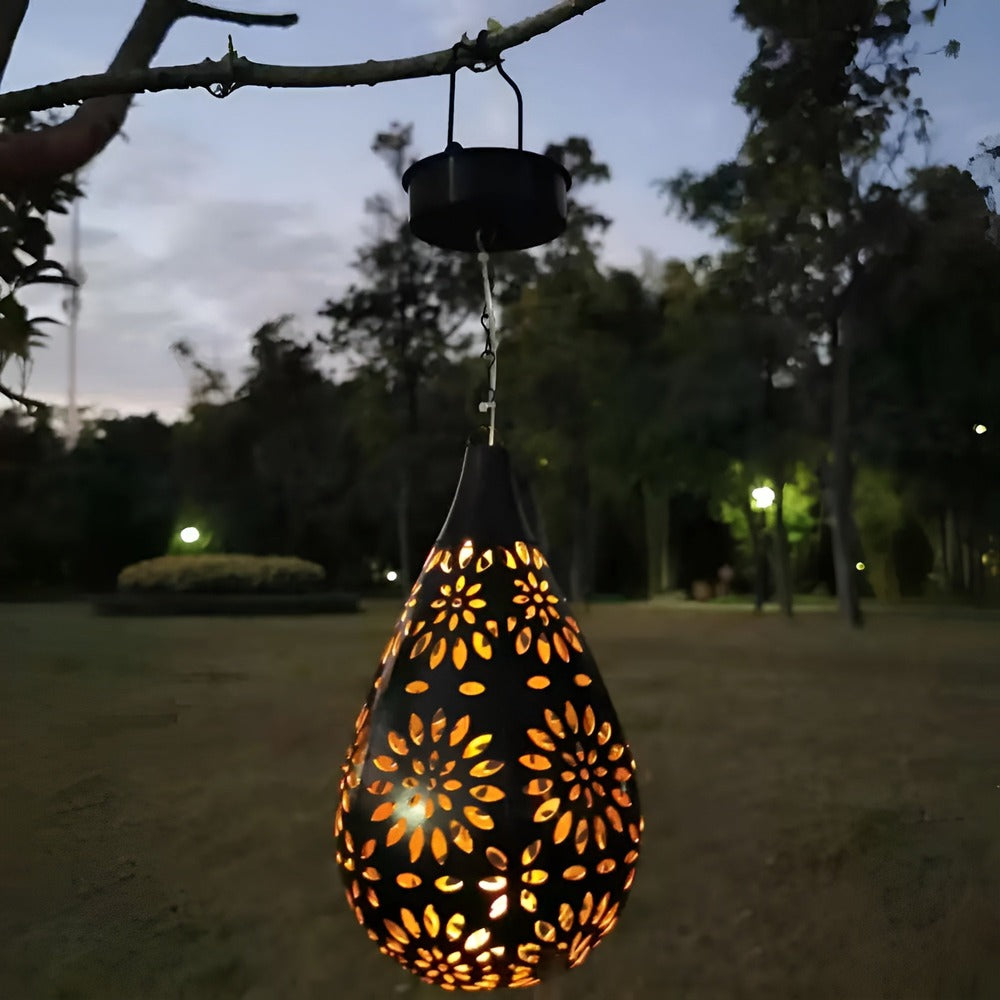 Solar Moroccan Metal Lantern with Cut-Out Pattern – view 4 | BROKLEN