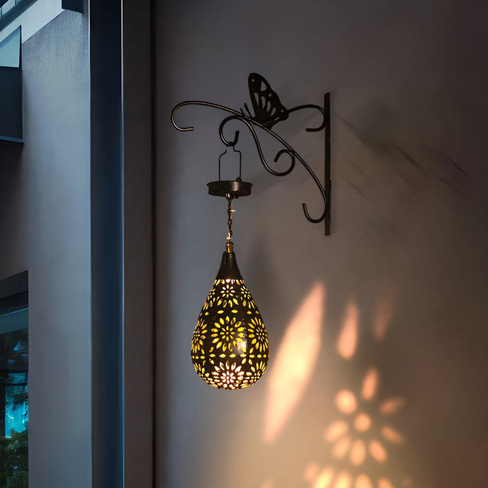 Solar Moroccan Metal Lantern with Cut-Out Pattern – view 7 | BROKLEN