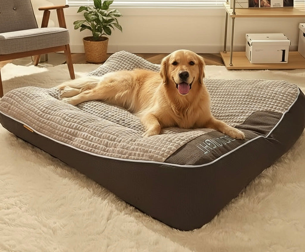Orthopedic Dog Bed | Plush Polyester | XL, XXL & 3XL | Hand Washable | Brown & Grey | BROKLEN