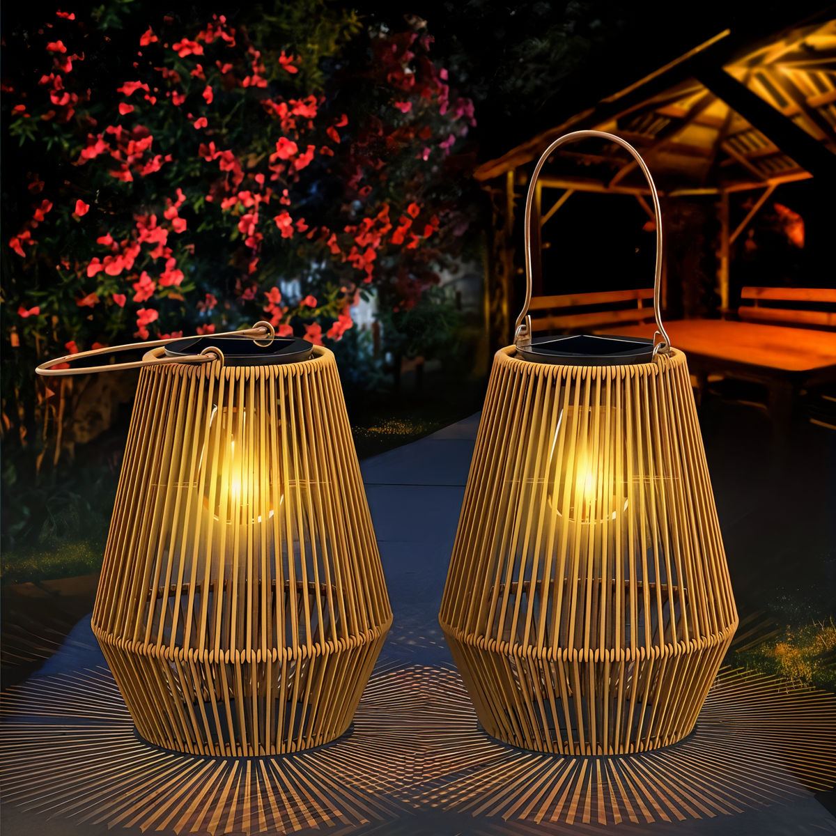 Solar Bamboo-Style Outdoor Lantern – view 2 | BROKLEN