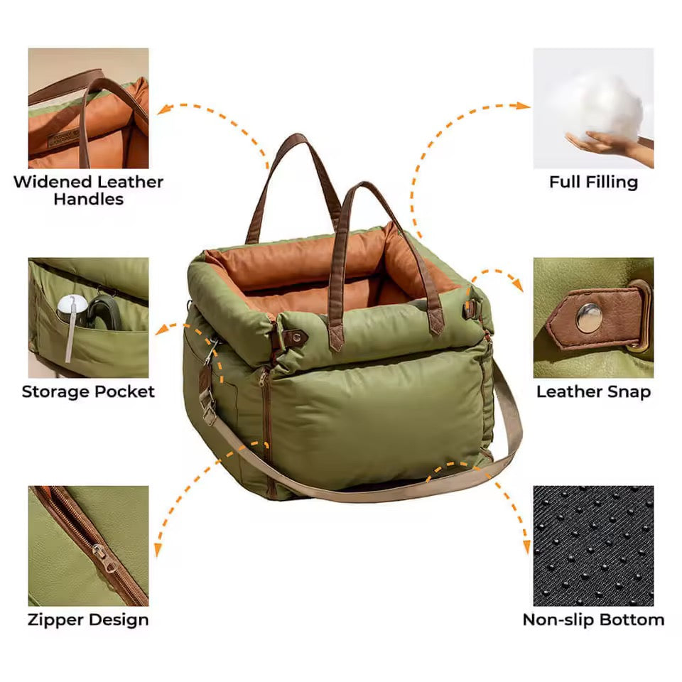 Plush Dog Car Seat with Safety Belt | Water-Repellent | 55x50x45cm | Lightweight & Portable | BROKLEN - view 18
