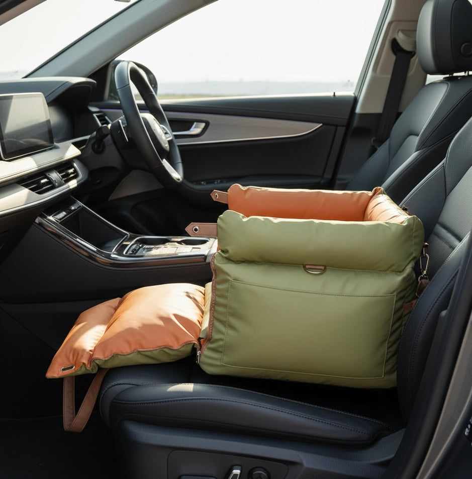 Plush Dog Car Seat with Safety Belt | Water-Repellent | 55x50x45cm | Lightweight & Portable | BROKLEN - view 7