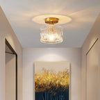 Vintage Clear Glass Ceiling Light with Brass Details – view 5 | BROKLEN