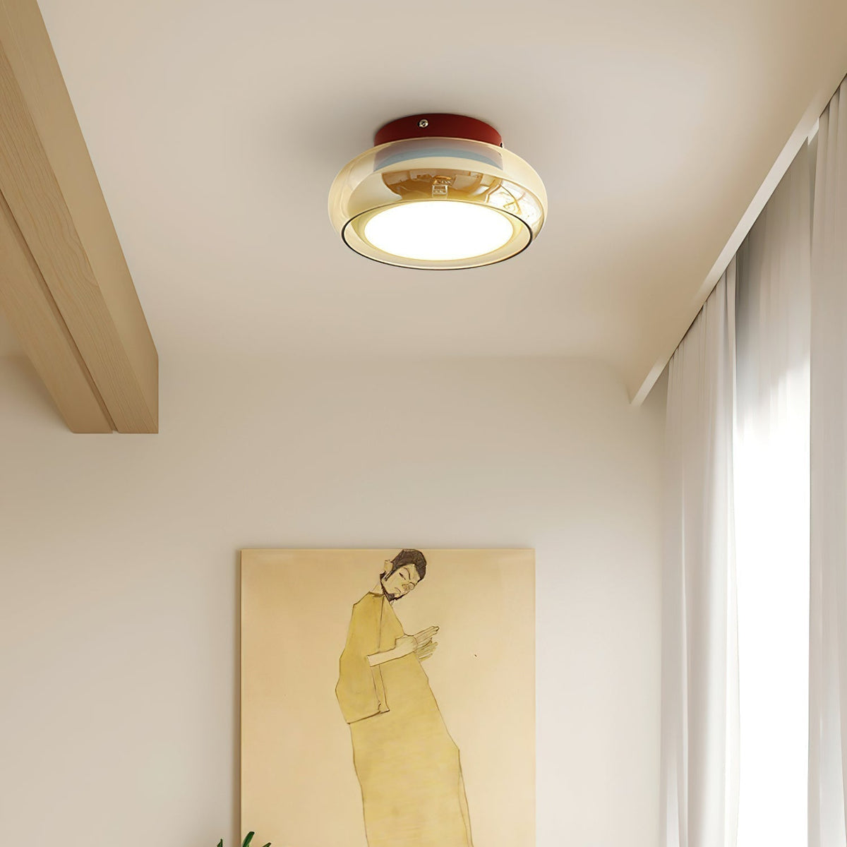 Retro Glass Flush Mount Ceiling Light – view 4 | BROKLEN