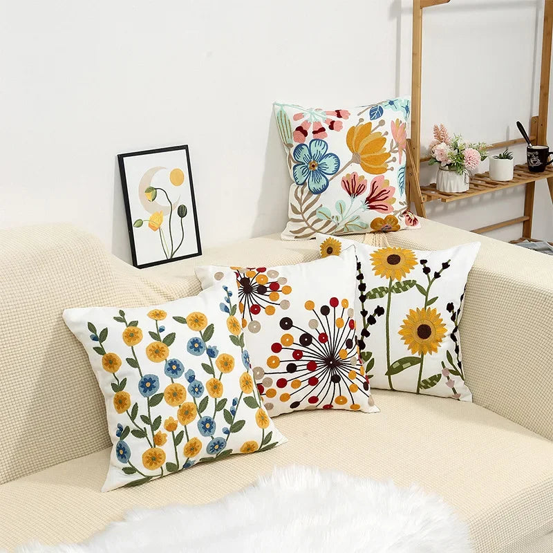 Embroidered Floral Throw Pillow Cover – view 4 | BROKLEN