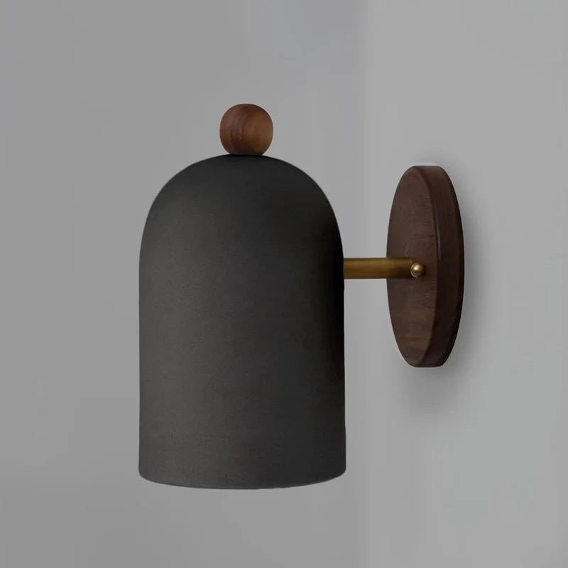 Wabi-Sabi Walnut Wood Wall Sconce with Iron Details – view 9 | BROKLEN