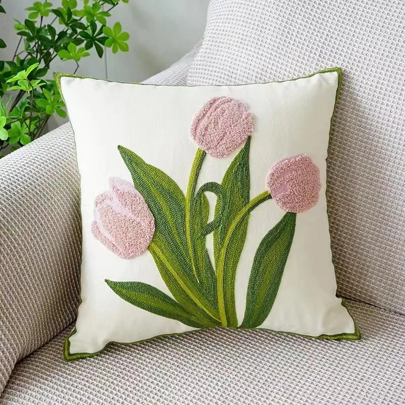 Embroidered Floral Throw Pillow Cover – view 13 | BROKLEN