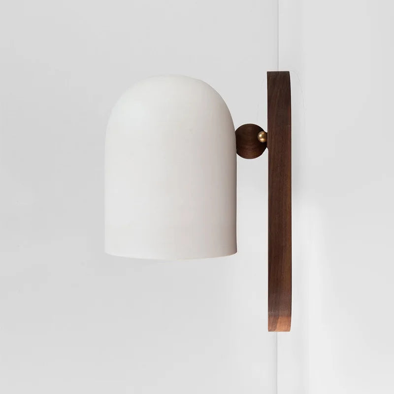 Wabi-Sabi Walnut Wood Wall Sconce with Iron Details – view 8 | BROKLEN