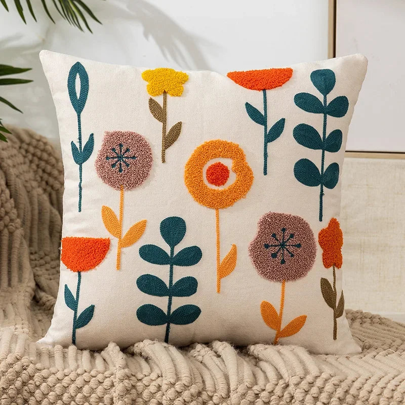 Embroidered Floral Throw Pillow Cover – view 2 | BROKLEN