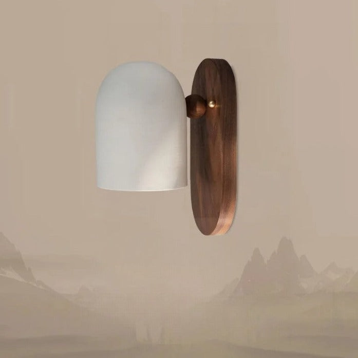 Wabi-Sabi Walnut Wood Wall Sconce with Iron Details – view 7 | BROKLEN