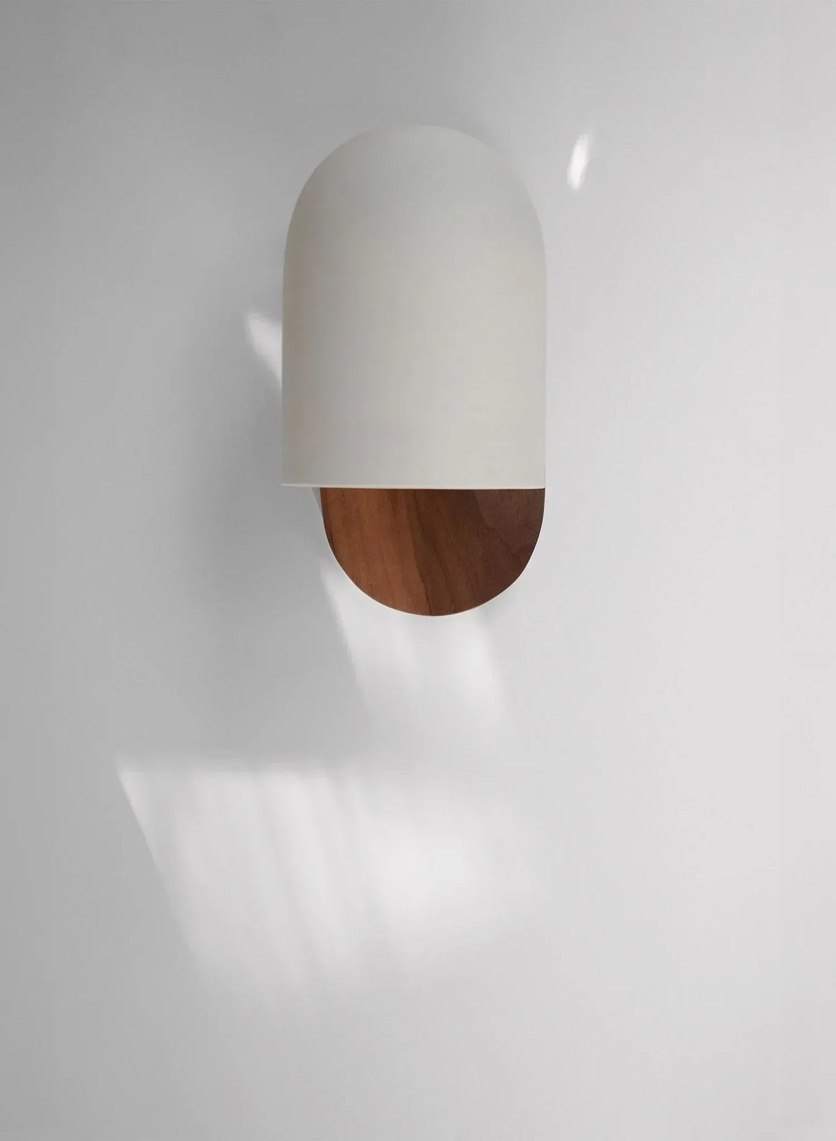 Wabi-Sabi Walnut Wood Wall Sconce with Iron Details – view 5 | BROKLEN