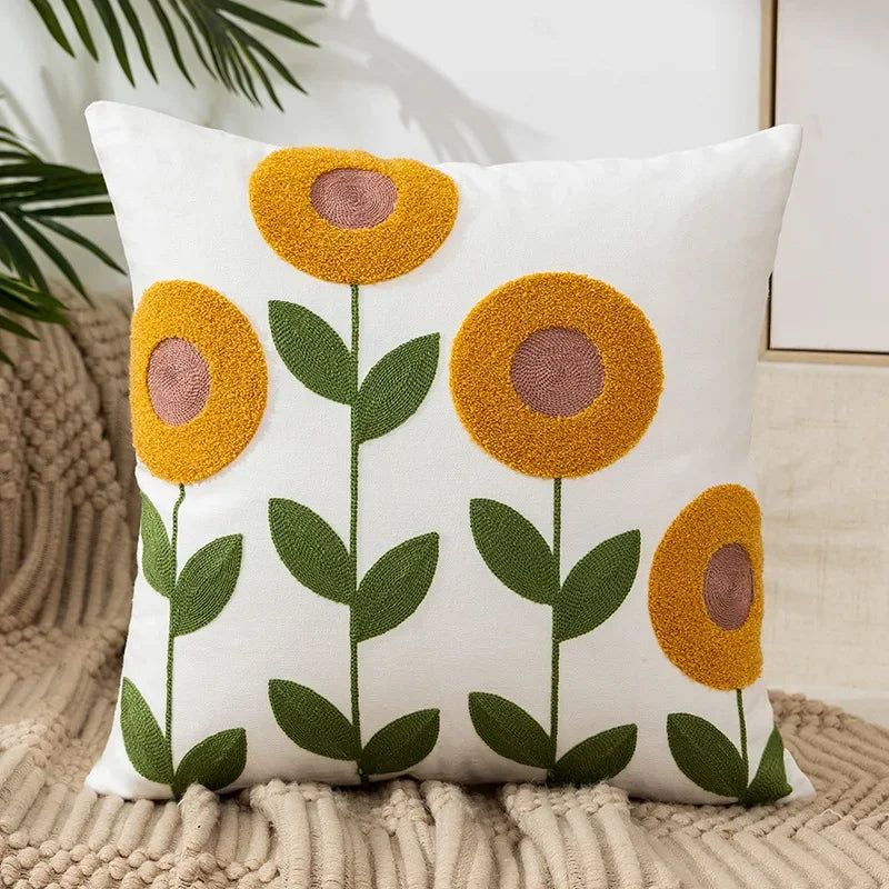 Embroidered Floral Throw Pillow Cover – view 6 | BROKLEN