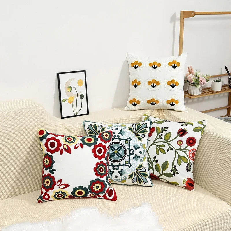 Embroidered Floral Throw Pillow Cover – view 5 | BROKLEN