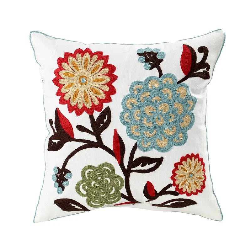 Embroidered Floral Throw Pillow Cover – view 8 | BROKLEN