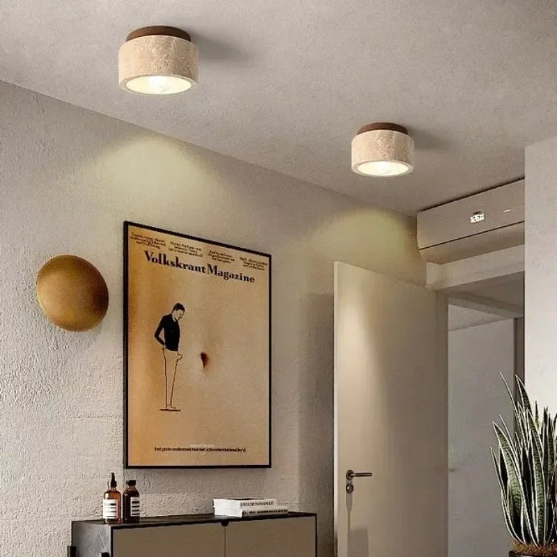 Travertine and Wood Ceiling Spotlight, Ø 12 cm – view 24 | BROKLEN