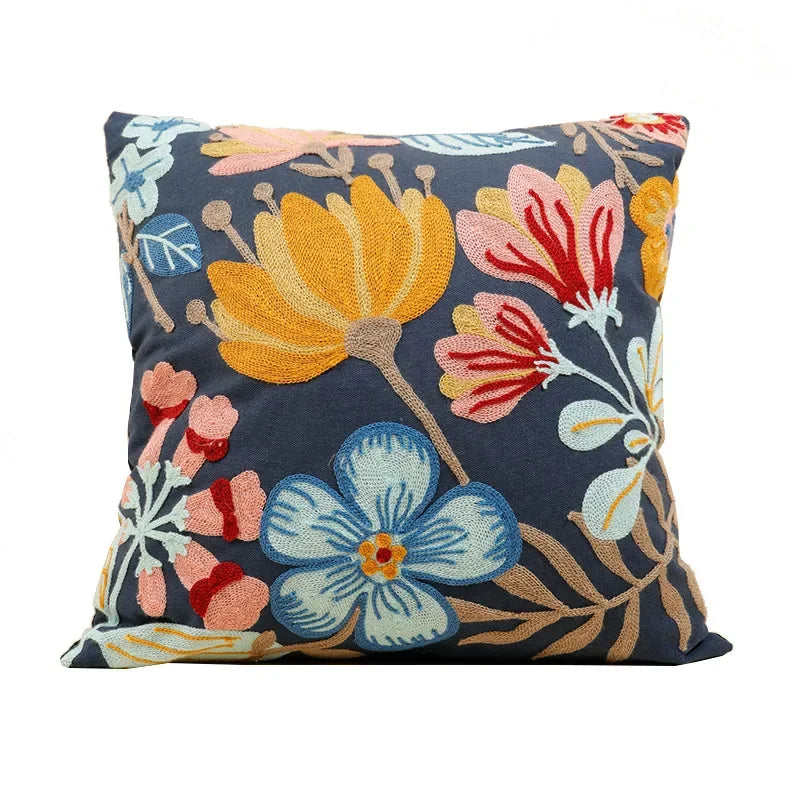 Embroidered Floral Throw Pillow Cover – view 16 | BROKLEN