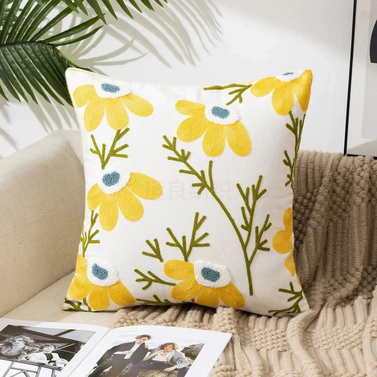 Embroidered Floral Throw Pillow Cover – view 21 | BROKLEN