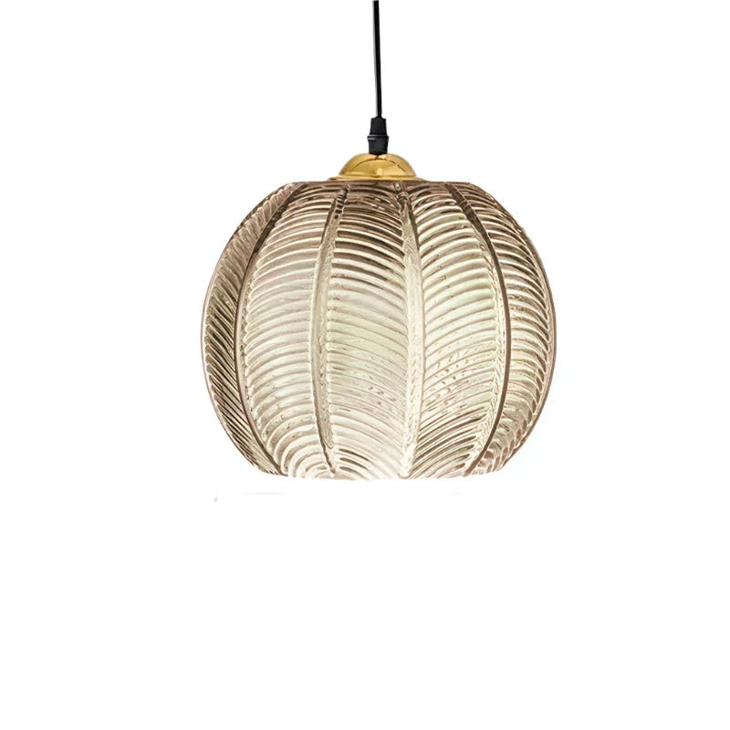 Blown Glass Leaf Pattern Pendant Light – view 12 | BROKLEN