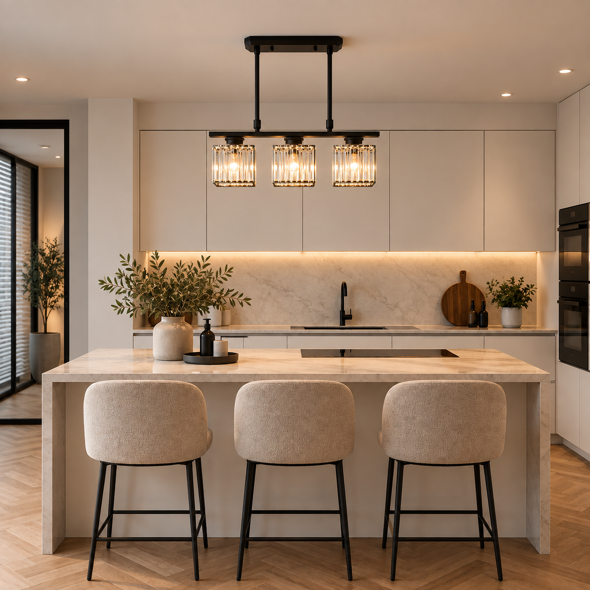 Glass Shade Linear Pendant Light – view 4 | BROKLEN