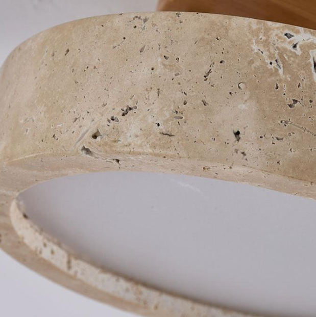 Round Travertine LED Ceiling Light – Japandi – view 5 | BROKLEN