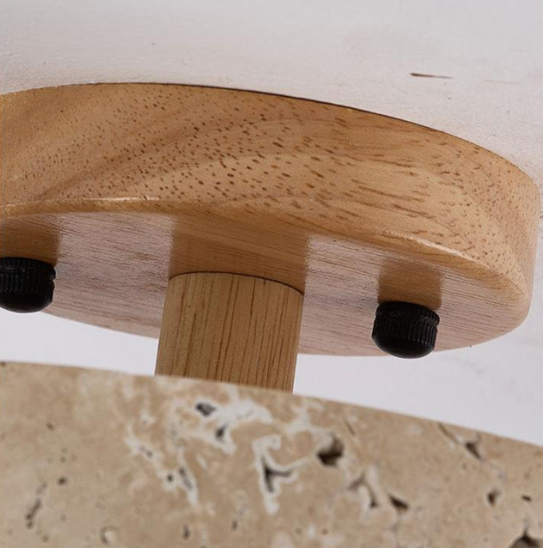 Round Travertine LED Ceiling Light – Japandi – view 6 | BROKLEN