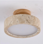 Round Travertine LED Ceiling Light – Japandi – view 7 | BROKLEN