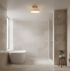 Round Travertine LED Ceiling Light – Japandi – view 3 | BROKLEN