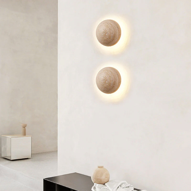 Round Travertine Wall Light – view 6 | BROKLEN