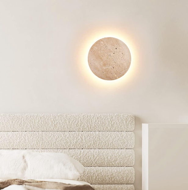 Round Travertine Wall Light – view 8 | BROKLEN