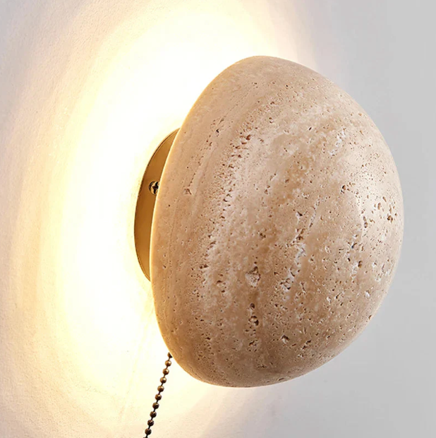 Round Travertine Wall Light – view 9 | BROKLEN