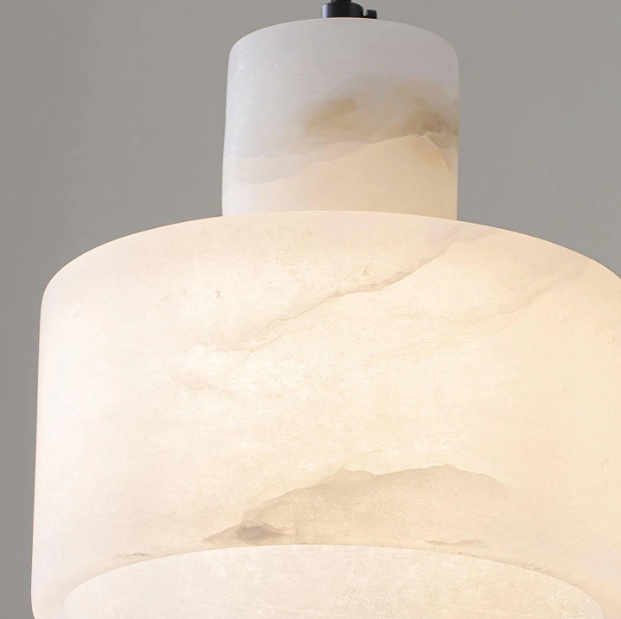 Nordic Cylindrical Alabaster Pendant Light – view 2 | BROKLEN