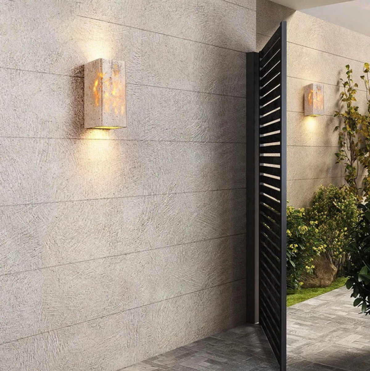 Natural Travertine Cube Wall Sconce – view 5 | BROKLEN
