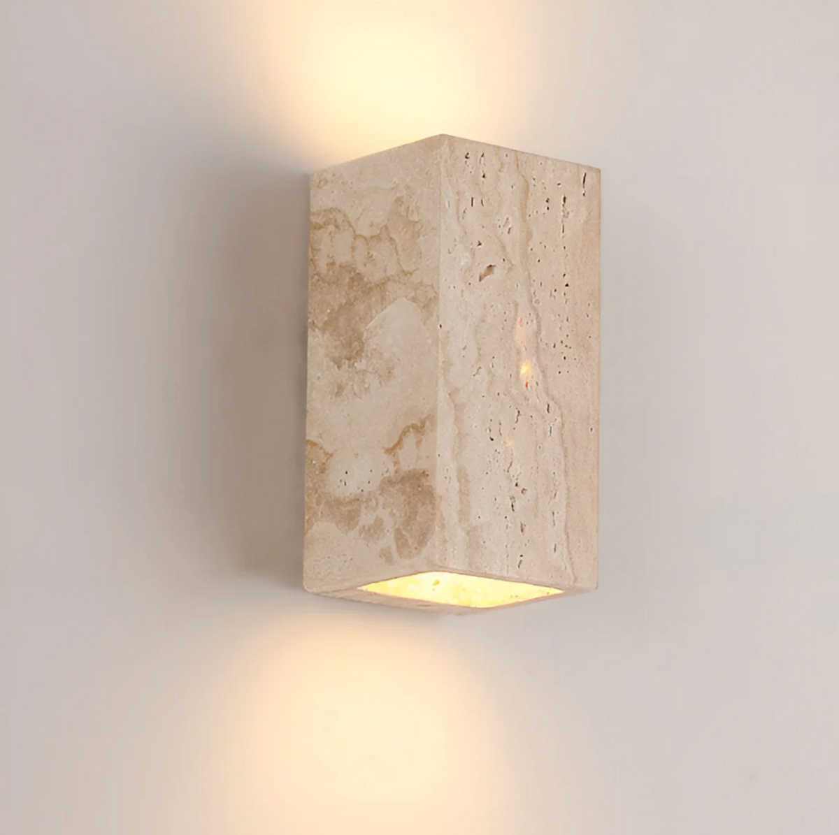 Natural Travertine Cube Wall Sconce – view 11 | BROKLEN