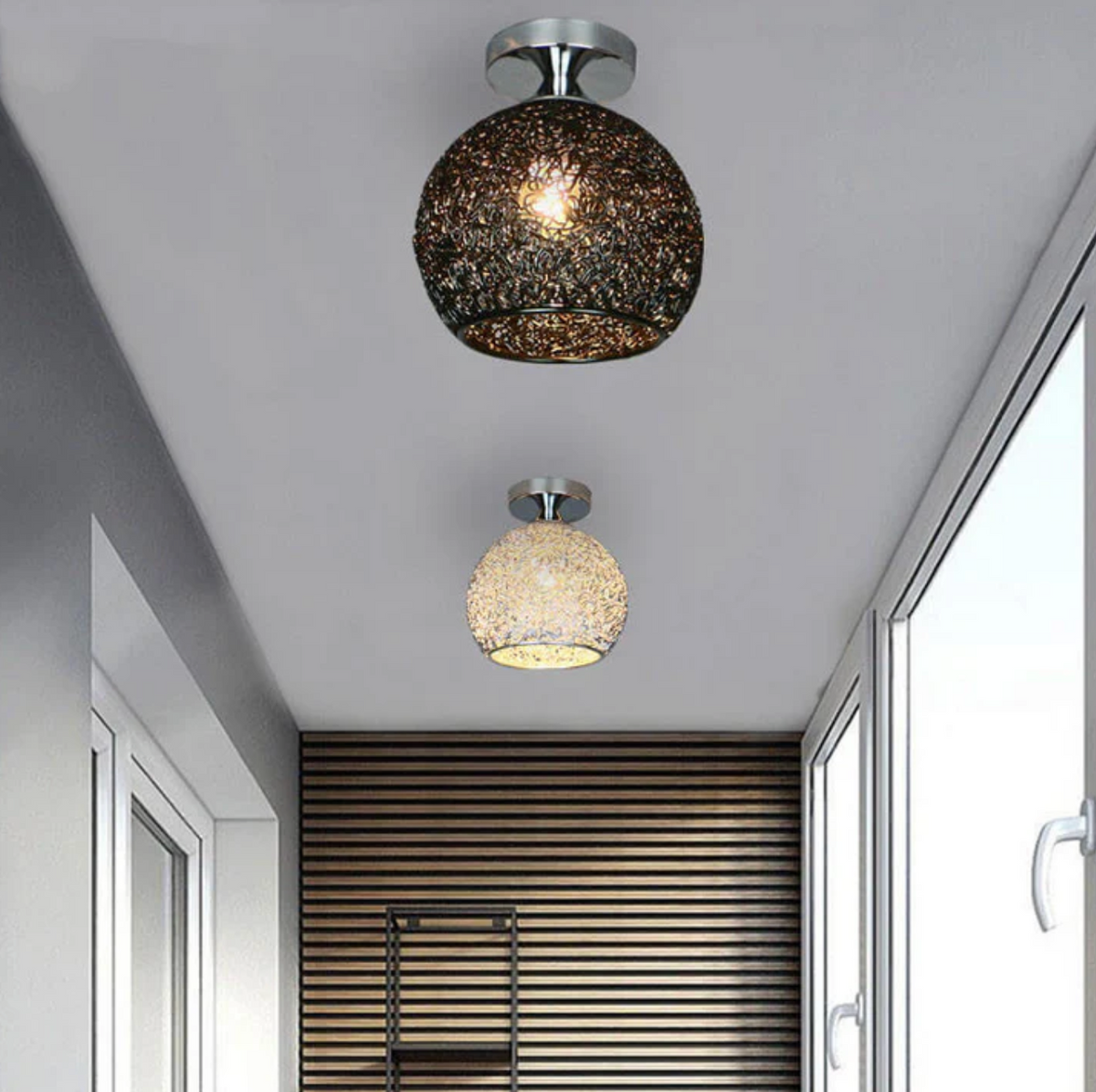 Woven Metal Globe Flush Mount Ceiling Light – view 19 | BROKLEN