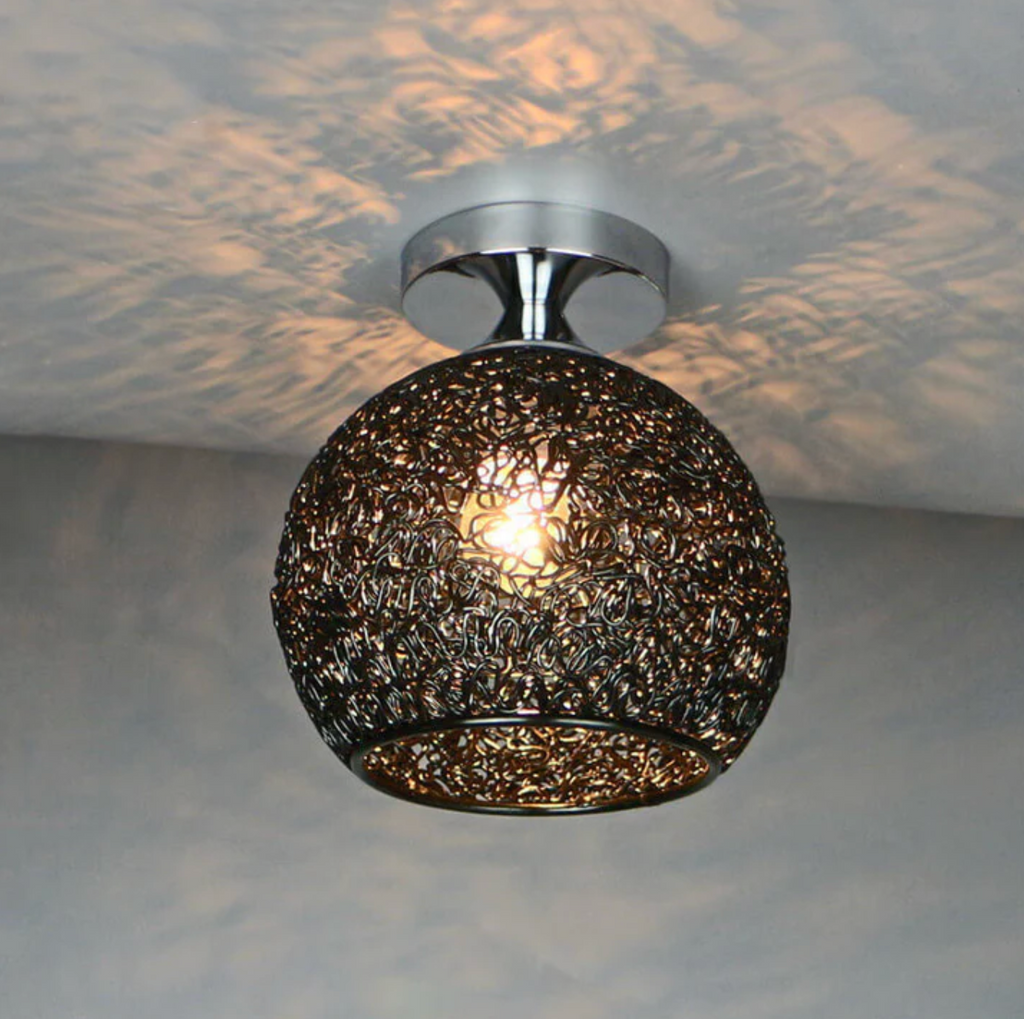 Woven Metal Globe Flush Mount Ceiling Light – view 11 | BROKLEN