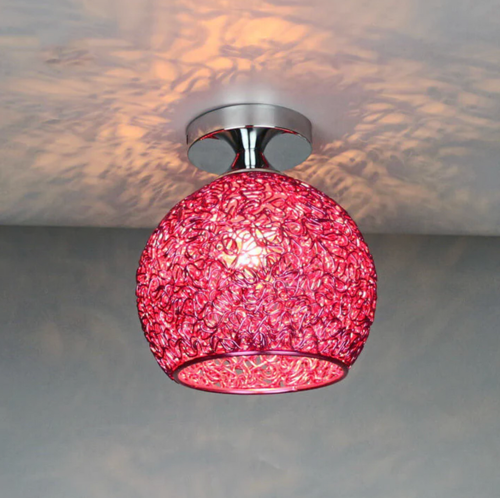 Woven Metal Globe Flush Mount Ceiling Light – view 10 | BROKLEN