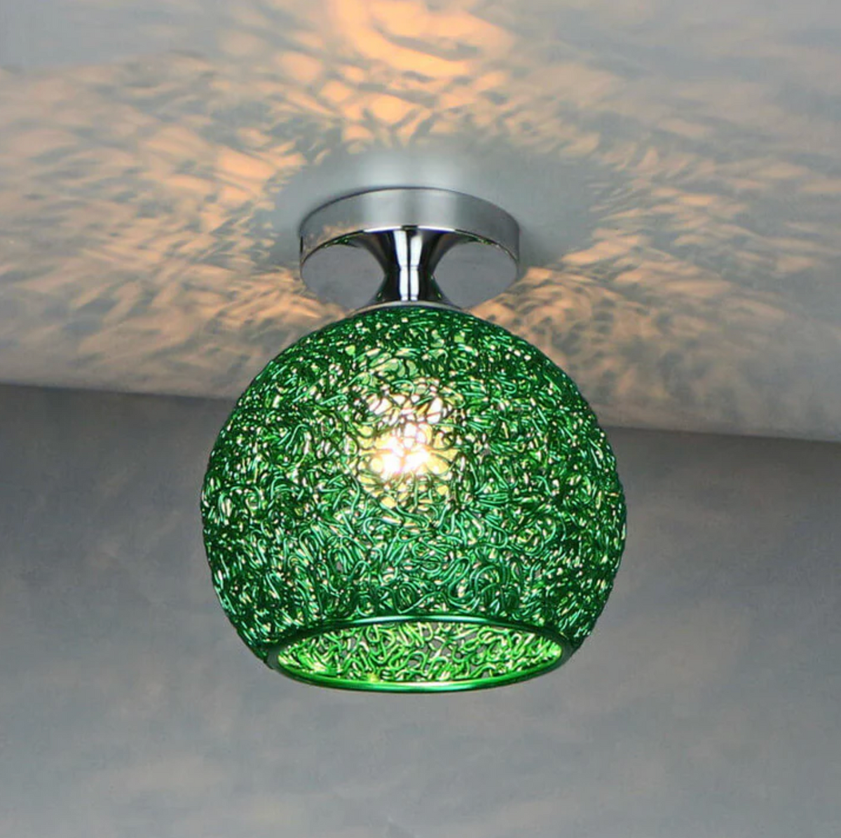 Woven Metal Globe Flush Mount Ceiling Light – view 9 | BROKLEN