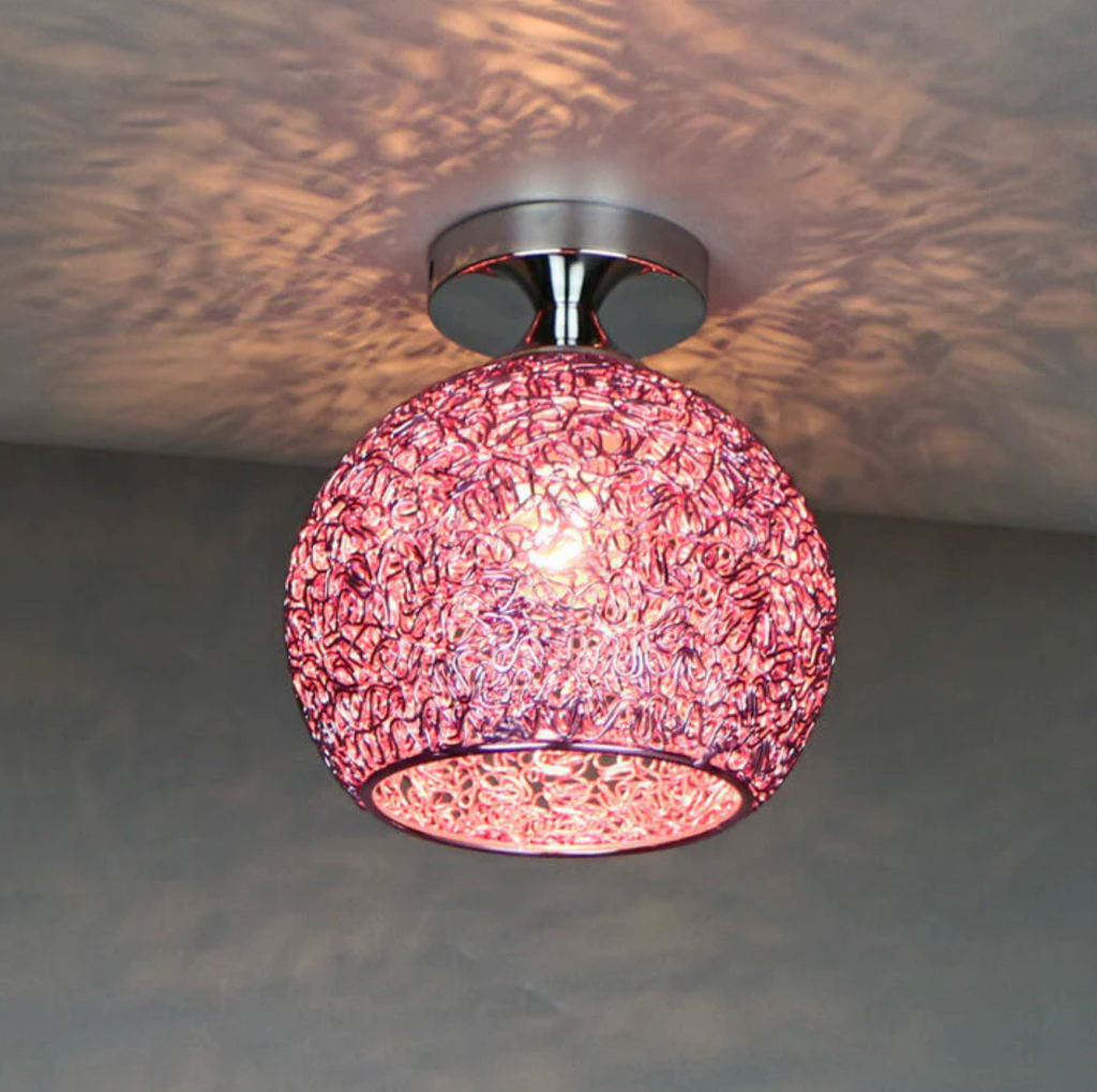 Woven Metal Globe Flush Mount Ceiling Light – view 5 | BROKLEN