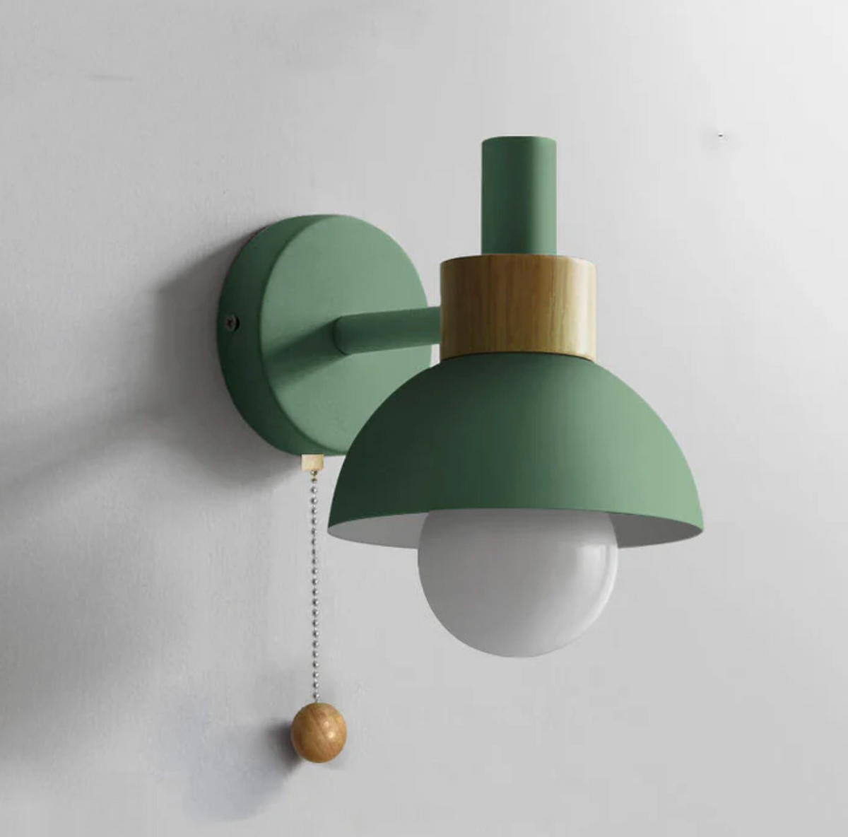 Pull-Chain Wall Sconce with Wooden Accent – view 5 | BROKLEN
