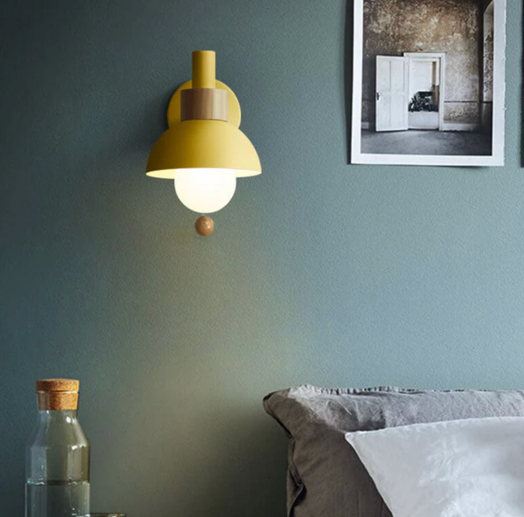 Pull-Chain Wall Sconce with Wooden Accent – view 7 | BROKLEN